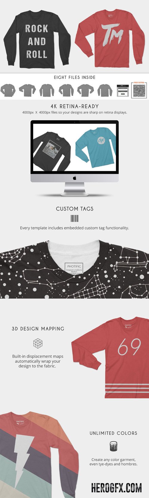 Long Sleeve T-Shirts Mock Up Psd