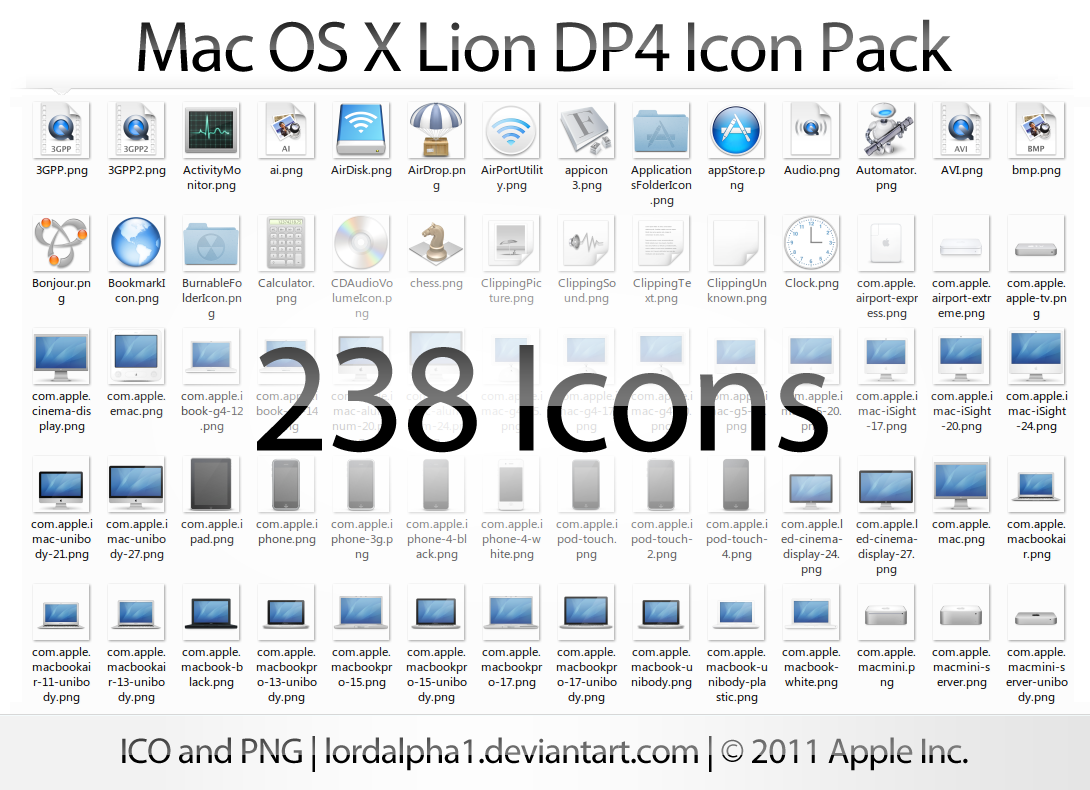 9 Mac OS X Lion Icons Images