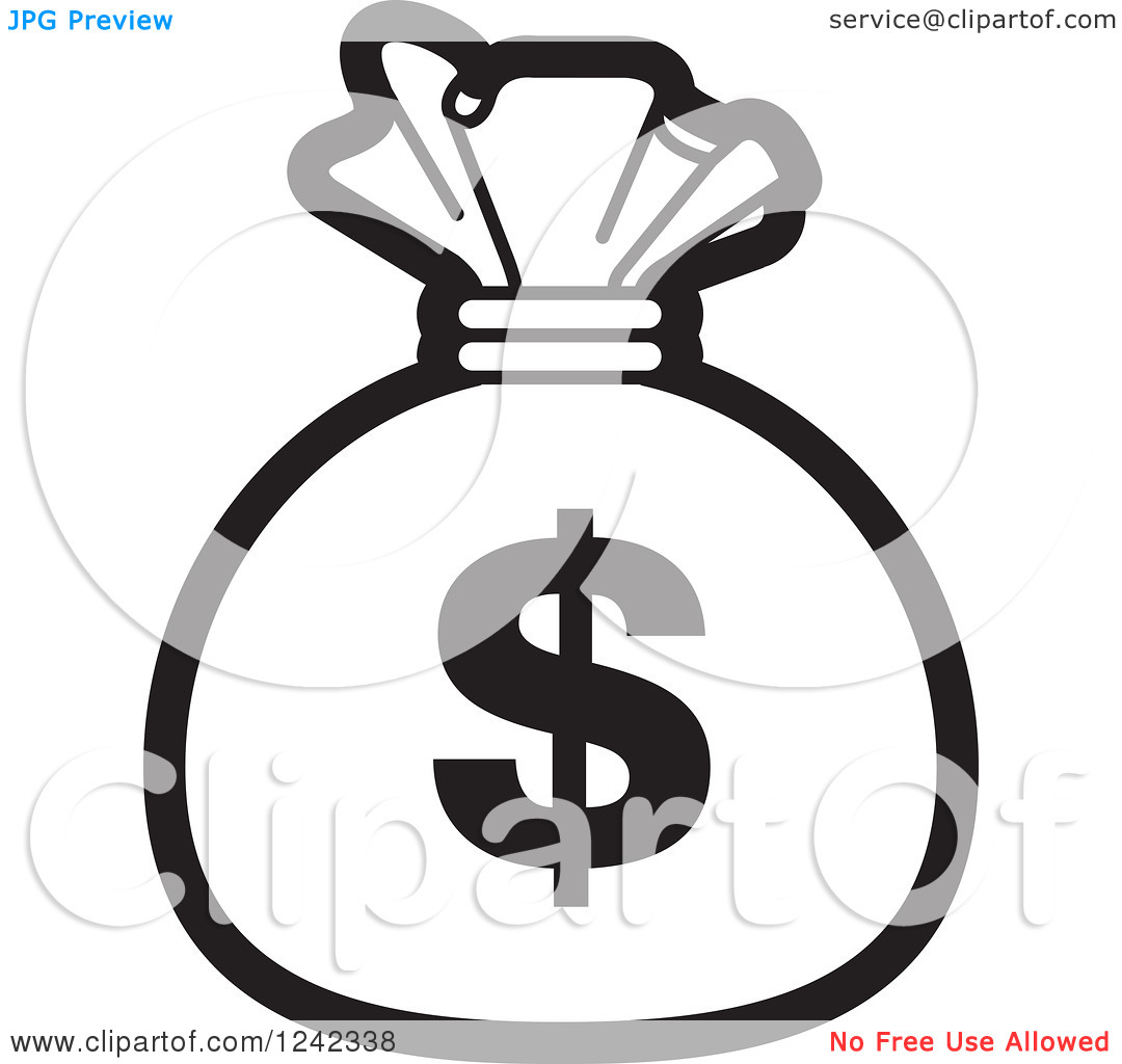 Money Bag Clip Art Black and White