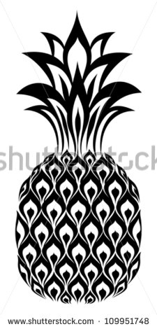 Pineapple Clip Art Black and White