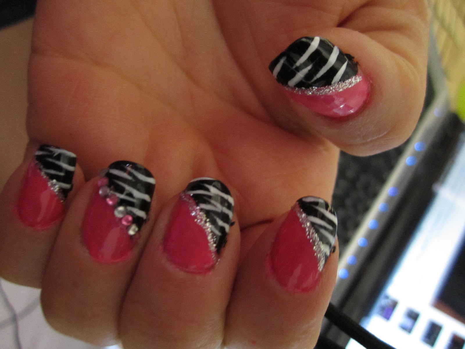 Pink and Black Zebra Nail Design