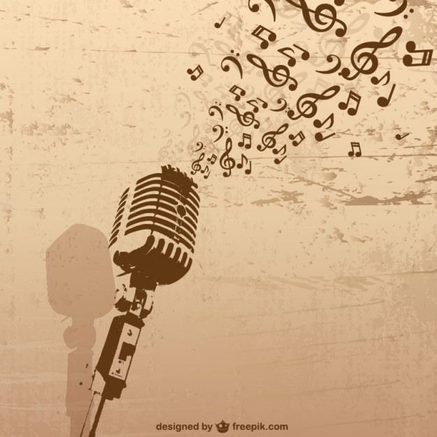 Retro Microphone with Music Notes Retro Microphone with Music Notes