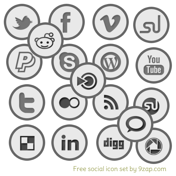 Social Media Icons Free Gray