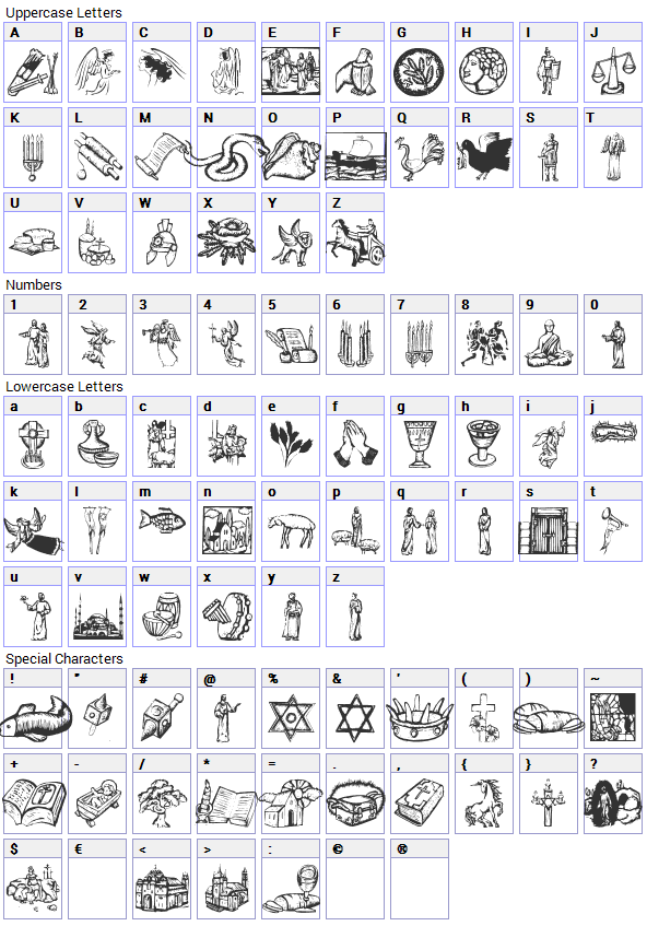 Symbol Font Character Map