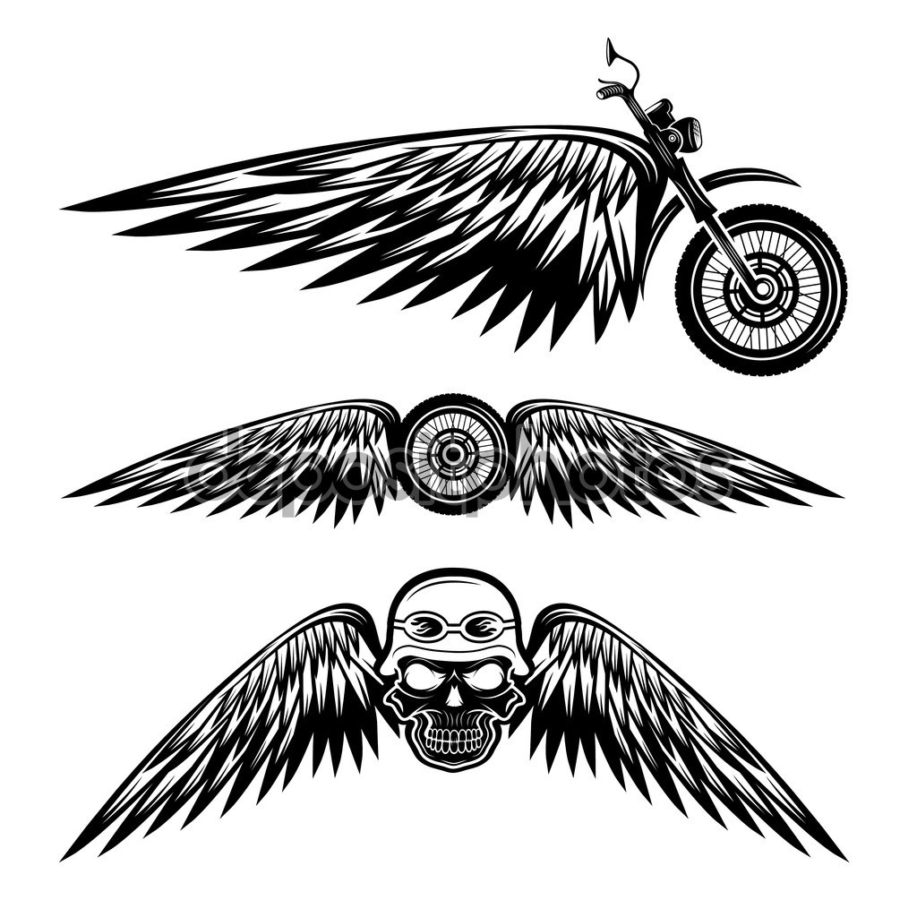 Vector Motorcycle Wheel with Wings