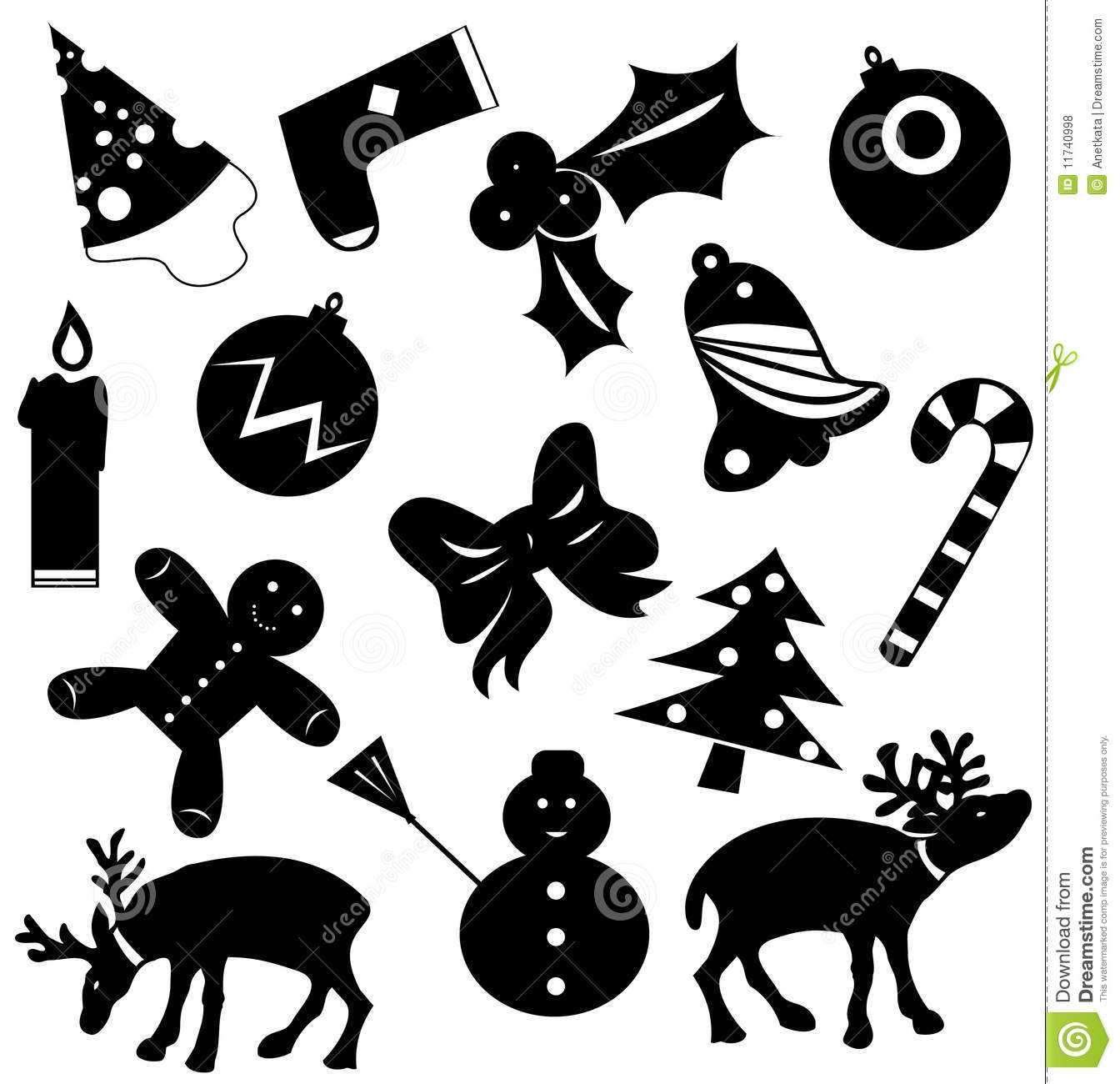 Vector Silhouettes Christmas Icons