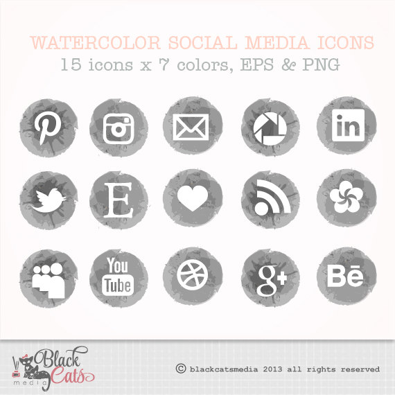 Watercolor Social Media Icons