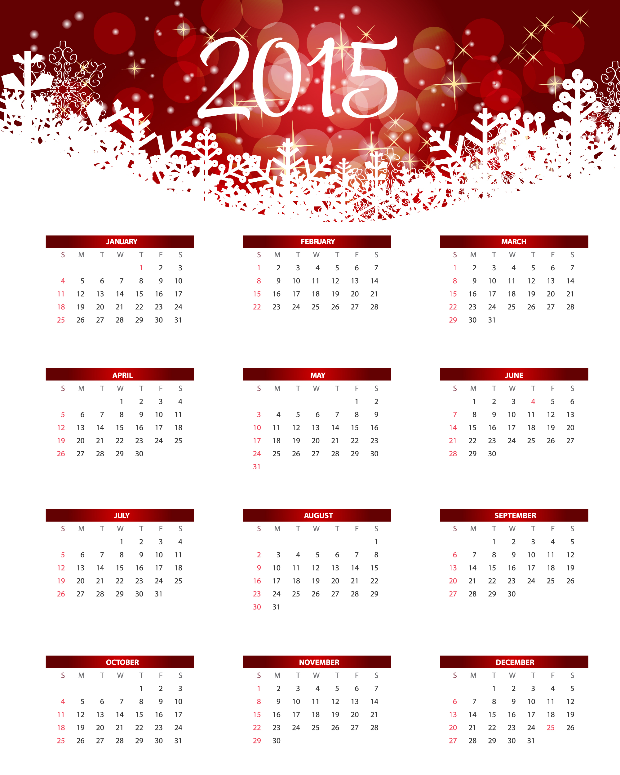 2015 Calendar Vector Free 2015 Calendar Vector Free