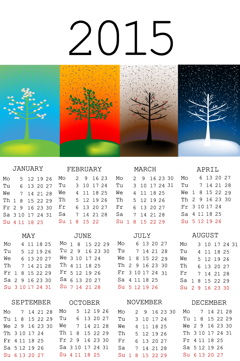 2015 Calendar with Seasons