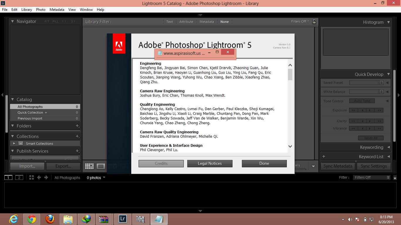 Adobe Photoshop Lightroom v1.1 serial key or number