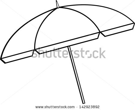 Beach Umbrella Clip Art Black White