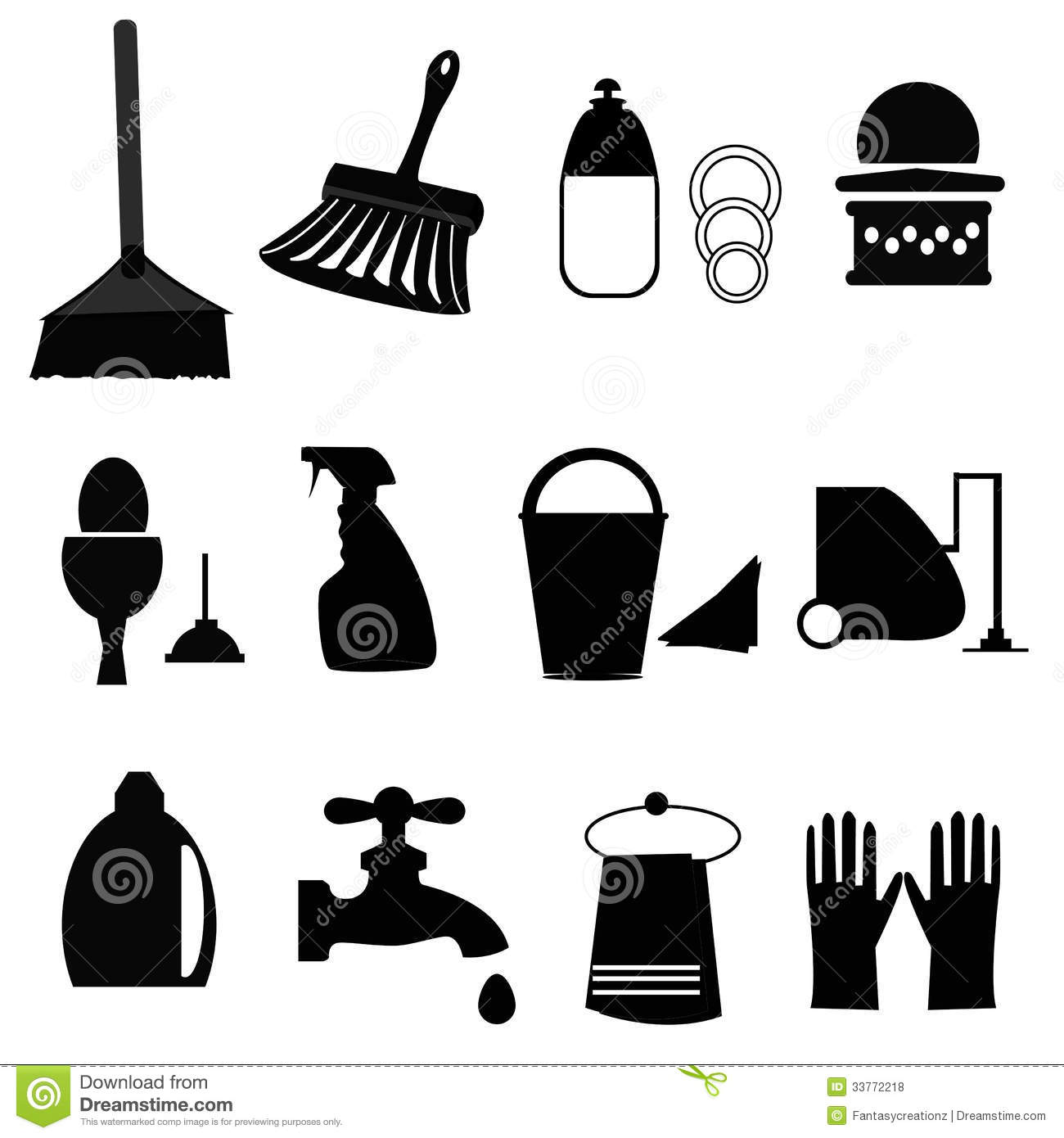Black and White Cleaning Icon