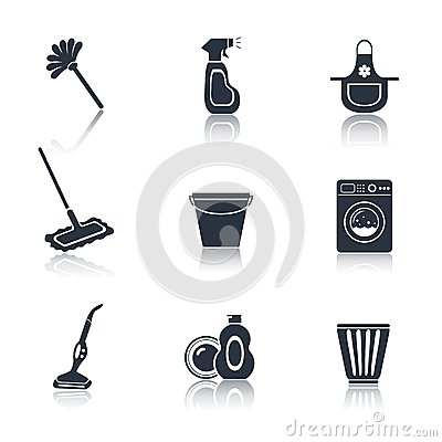 Black and White Cleaning Icon