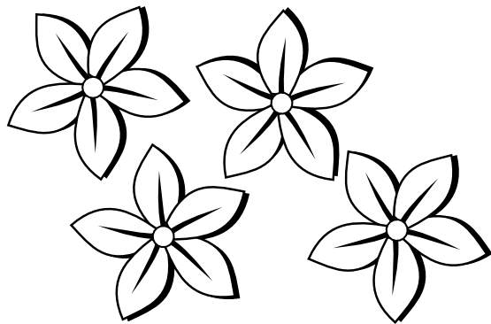 Black and White Spring Flowers Clip Art Free