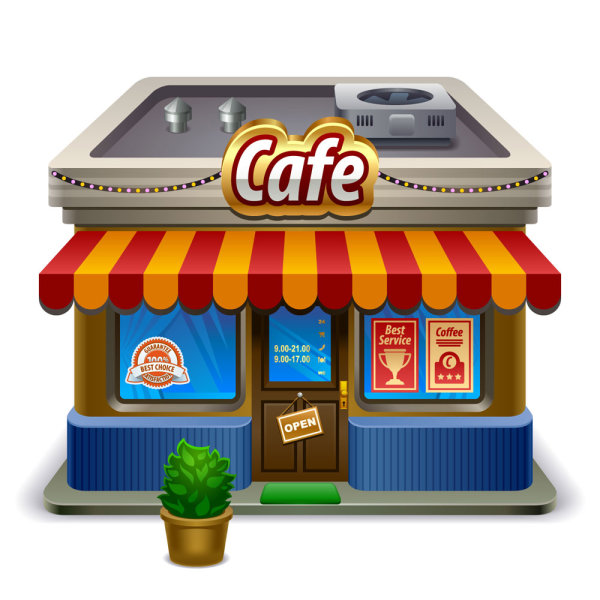 Cartoon Cafe Shops