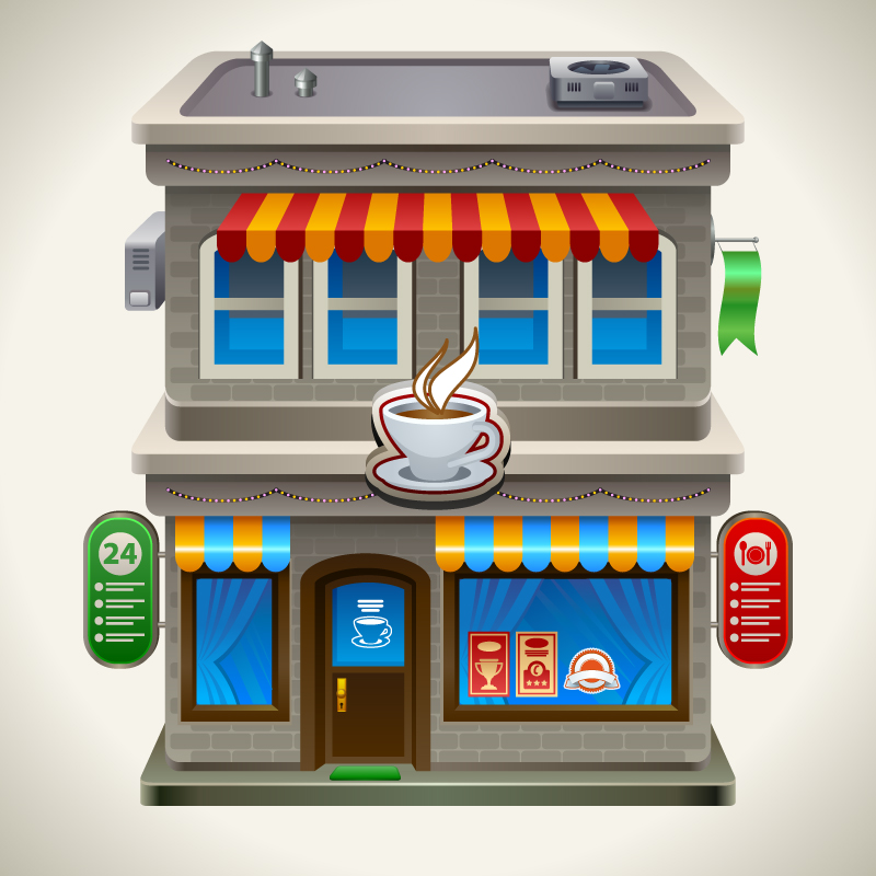 Cartoon Coffee Shop Building