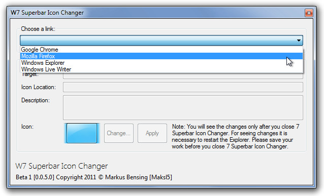 Change Windows 7 Application Icon