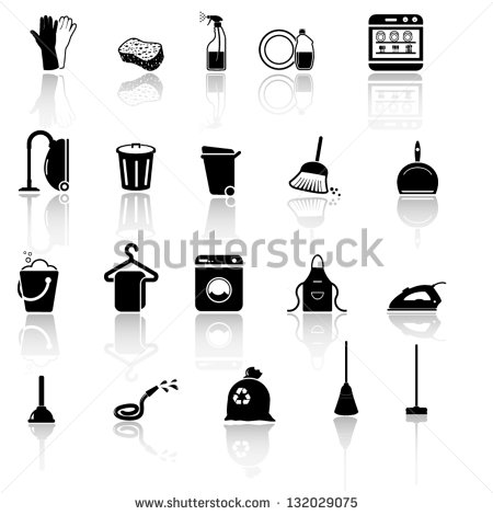 Cleaning Clip Art Black and White Icon