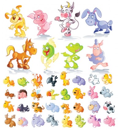 10 Cute Cartoon Animals Vector Images