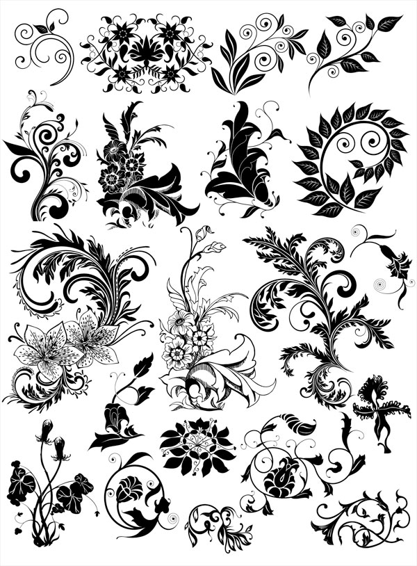 Decorative Floral Elements Vector Free