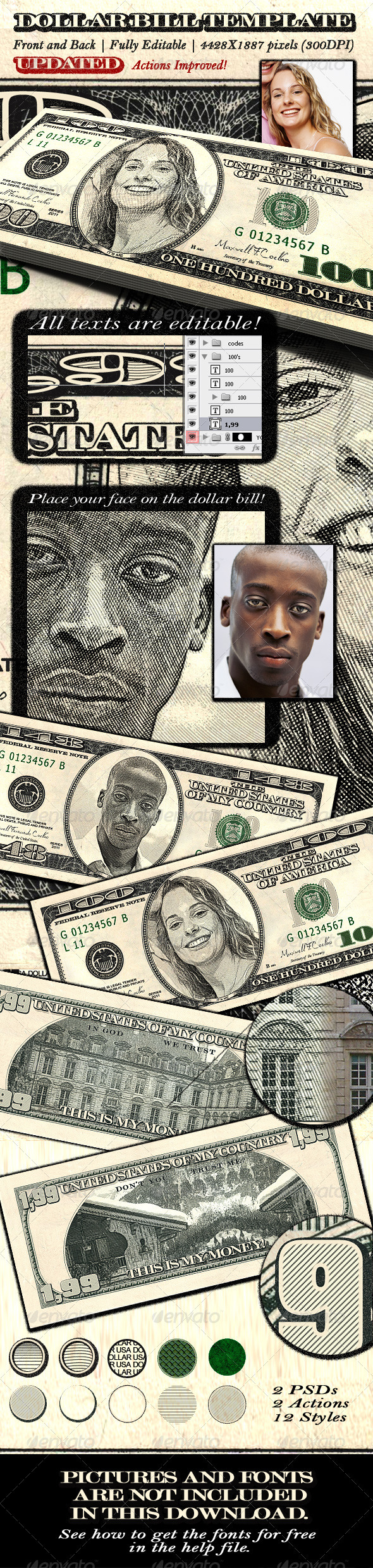 Dollar Bill Template Front and Back Dollar Bill Template Front and Back