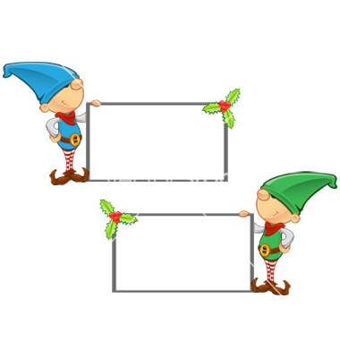 Elf Holding Blank Sign Clip Art