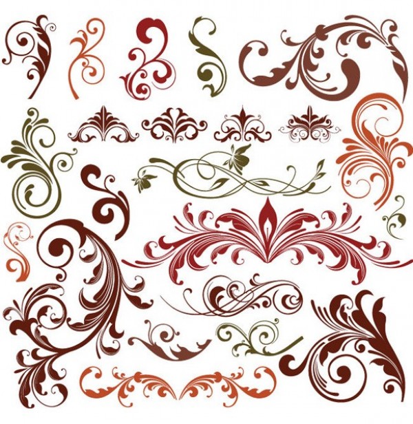 Floral Design Elements Vector Set