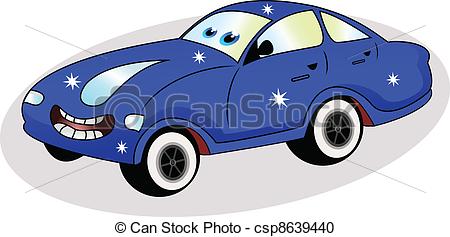 Funny Blue Car Clip Art