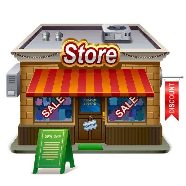Grocery Store Building Cartoon