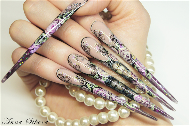 Long Pointed Acrylic Nail Designs