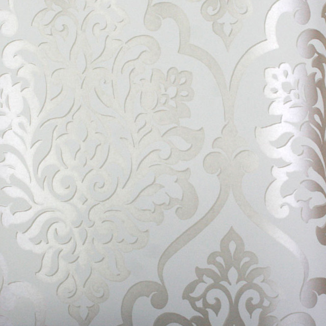 Metallic Silver and White Damask Metallic Silver and White Damask