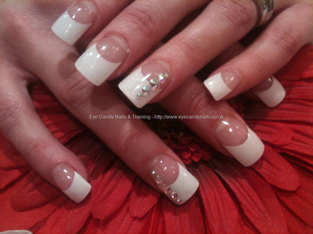 White Tip Nails with Rhinestone Accents - wide 10