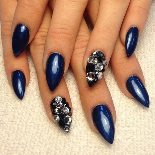 Navy Blue Stiletto Nails