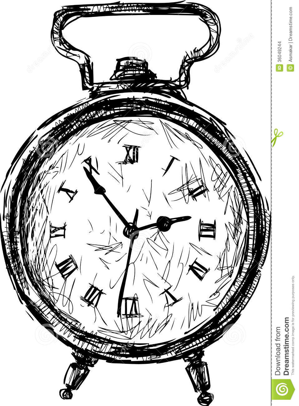 Old Alarm Clock Drawing