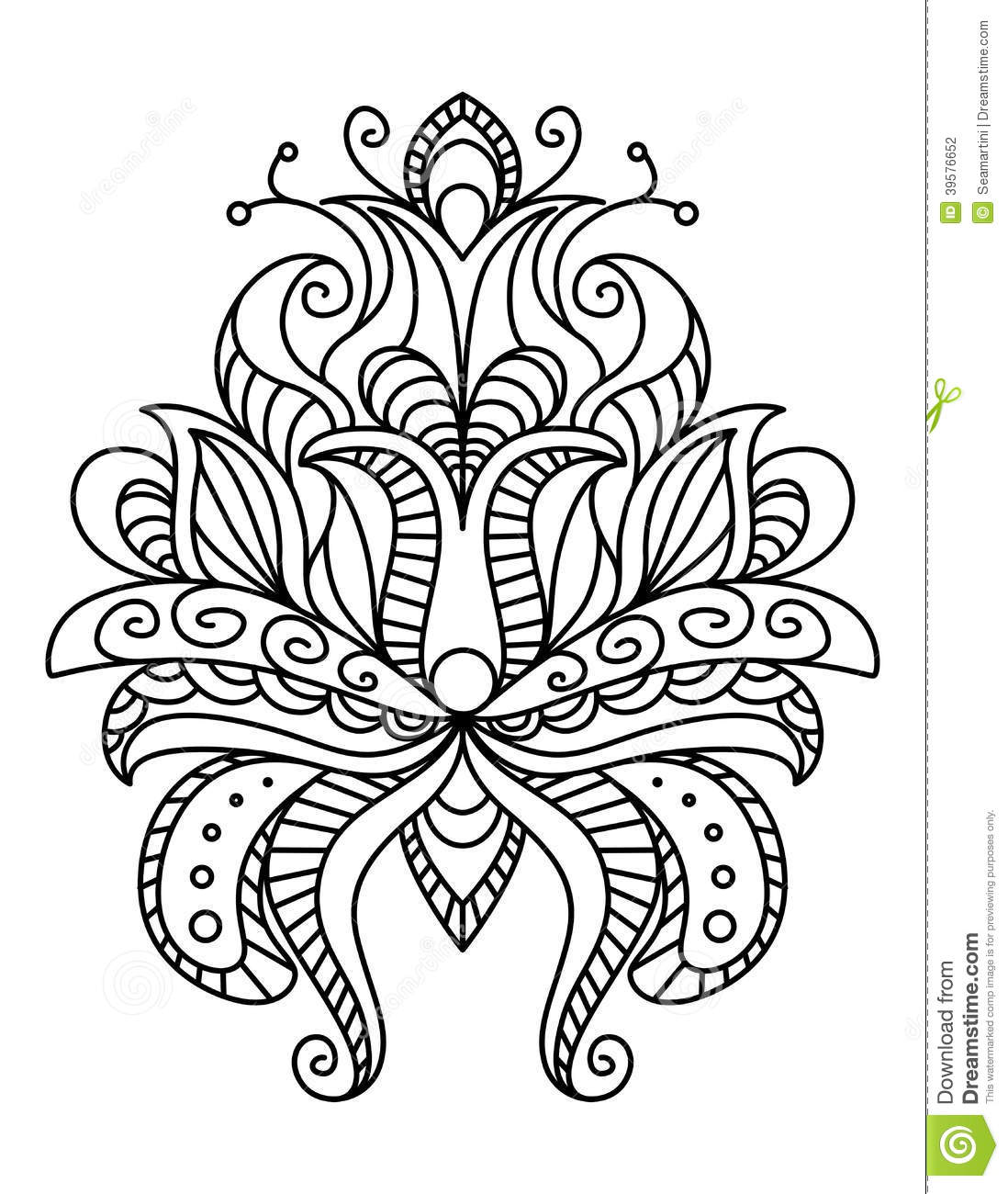 Paisley Floral Line Drawings
