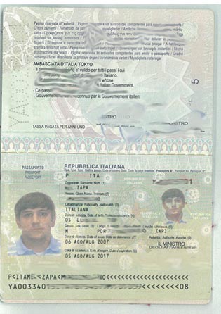 Passport Template Italy