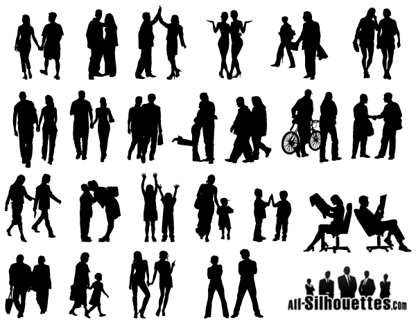 16 People Silhouette Vector Clip Art Images