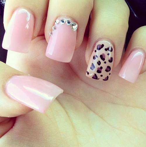 Pink Cheetah Print Nails
