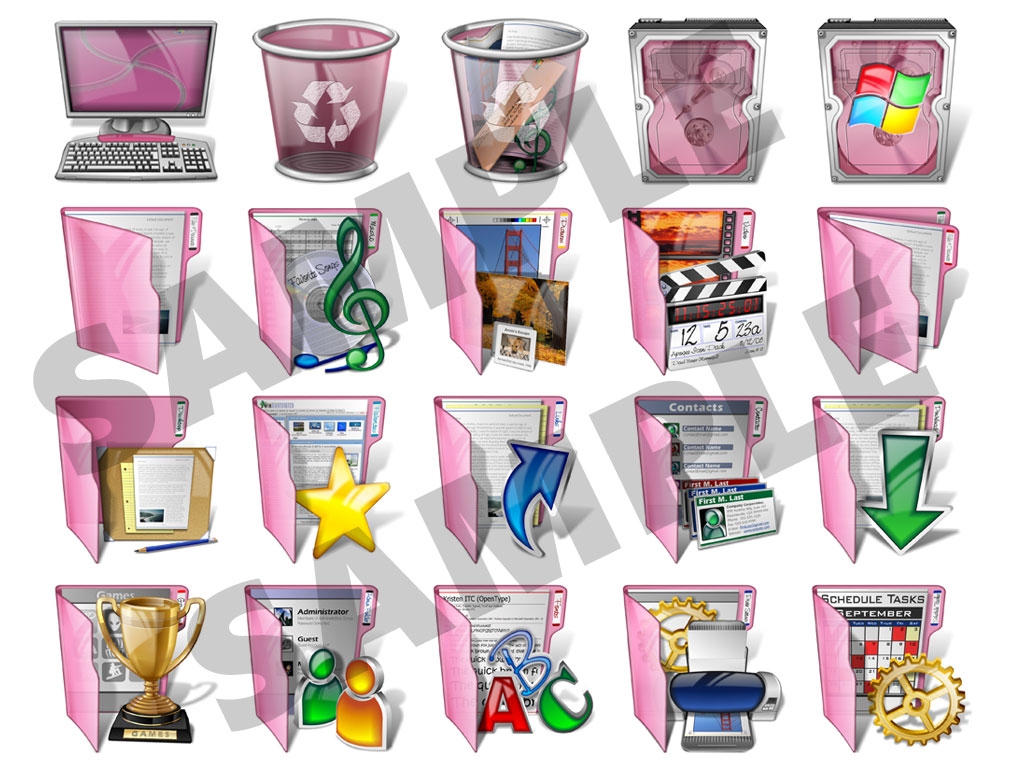 Pink Desktop Icons