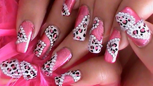 Pink Leopard Acrylic Nail Designs