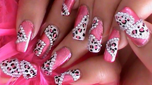 Pink Leopard Acrylic Nail Designs Pink Leopard Acrylic Nail Designs