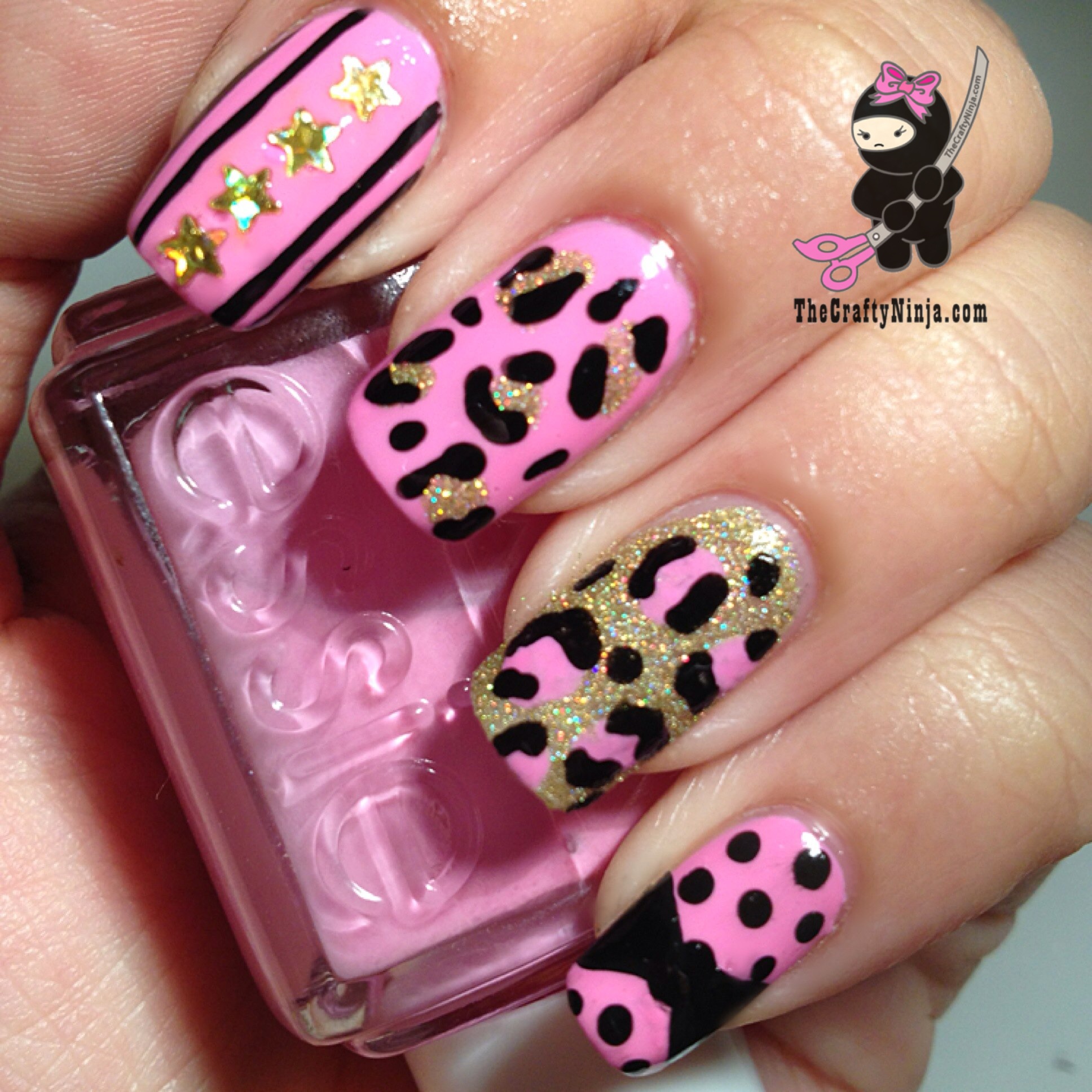 Pink Leopard Print Nails