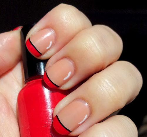 Red and Black French Tip Nails