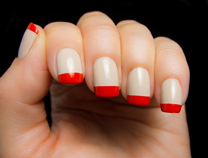 Red Nails with French Manicure