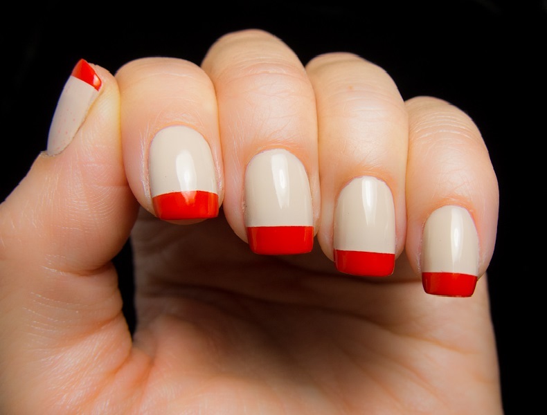 Red Nails with French Manicure Red Nails with French Manicure