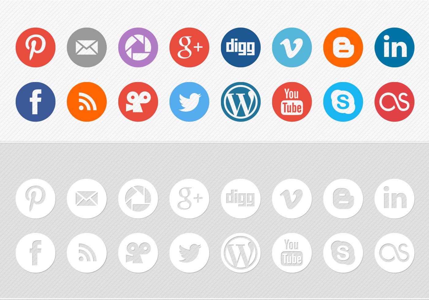 Round Social Media Icons Vector