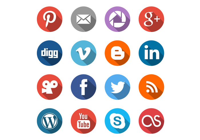 Round Social Media Icons Vector