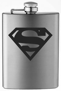 Sand Blasted Etched Monogram in Steel Flask