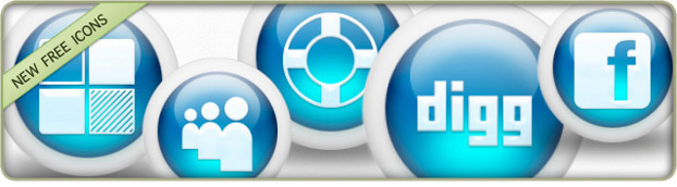 Social Media Icons 3D Glossy Blue Orbs