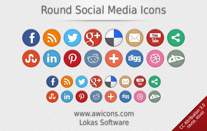 Social Media Icons Round